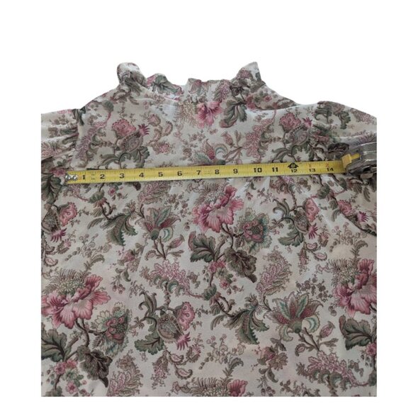 Vintage Teddi of California Floral Blouse | Ruffle Collar Long Sleeve Top *SZ12 - Picture 8 of 11